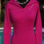 Cache Swarovski Crystals Zip Big Collar Top NWT S/M Rib Knit Stretch $138 NWT