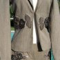 Cache Luxe Elaborate Embellished Lined Pant New Brown Oatmeal Metallic $228 NWT