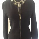 Cache Knit Front Zipper Top Jacket Sweater New Sz S Stretch $138 NWT Black Cache Knit Front Zipper Top Jacket Sweater New Sz S Stretch $138 NWT Black