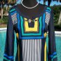 Cache Geometric Print Peasant BOHO Tunic Top New Sz XS/S/M Metal Buckle $128 NWT