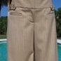 Cache Wide Leg Self Belt Beige Metallic Stripe Pant New Size 4/6/8 S/M $118 NWT