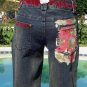 Cache Denim Hand Painted Stretch Jean Pant New Velvet BurnOut Trim $158 NWT