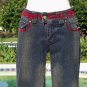 Cache Denim Hand Painted Stretch Jean Pant New Velvet BurnOut Trim $158 NWT
