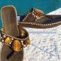 BCBG MAXAZRIA Tiger Eye Stones Suede Shoe New 5.5 6 Flat Sandal Thong $225 NIB