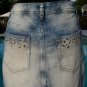 Cache Denim Rhinestone Metal Stud Skirt M/L Slight Distress Stretch $98 NWT