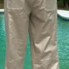 Cache Metallic Linen Blend Crop Pant + Adjustable Back Belt New 4/6/8 S NWT $118