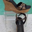 Donald Pliner Hand Carved Cork Pitone Leather Wedge Platform Shoe NIB 9 10 $250
