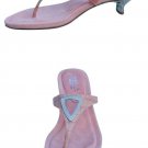 Marvin K  Pink Croc Leather Shoe Sandal New 7.5 Suede Foot Bed T Strap $225 NIB