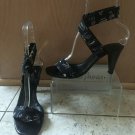 Donald Pliner Couture Sandal Shoe Crepe Elastic Ankle Wrap Black White $240 Donald Pliner Couture Sandal Shoe Crepe Elastic Ankle Wrap Black White $240