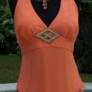 Cache Silk Wood Bead Embellished Lined Halter Top New Size 0/2/4 XS $118 NWT