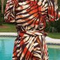 Cache Animal Print Romper 1 Piece Linen Top Pant New XS/S/M Self Belt $138 NWT