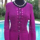 Cache Peek A Crochet Knit Self Belt Top New XS/S/M Ribbon Trim Stretch $148 NWT Cache Peek A Crochet Knit Self Belt Top New XS/S/M Ribbon Trim Stretch $148 NWT