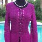 Cache Peek A Crochet Knit Self Belt Top New XS/S/M Ribbon Trim Stretch $148 NWT