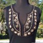 Cache Plunging V Neck Stretch Wood Beads Stones Embellishment Top NWT XS/S/M/L