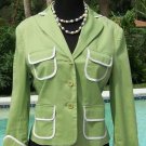BCBG MAX AZRIA Stretch Cotton Jacket Top XS/S S Lined Green White Trim $222 NWT BCBG MAX AZRIA Stretch Cotton Jacket Top XS/S S Lined Green White Trim $222 NWT