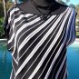 Cache Knit Top New Size XS/S Stretch Banded Bottom Ruched $108 NWT Black White