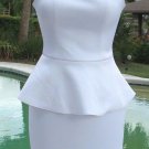 Cache Peplum White Strapless Event Dress New 0/2 XS Lined Built In Bra $168 NWT