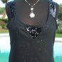 Cache Blk Sequin Encrusted Cami Top New XS/S Sheer Illusion Outer Lined $88 NWT