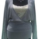 Cache Knit Metallic Peek A Boo Faux Wrap Top New S/M/L+ Banded Bottom $98 NWT