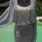 Cache Knit Metallic Peek A Boo Faux Wrap Top New S/M/L+ Banded Bottom $98 NWT