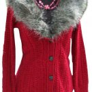 Cache Removable Faux Fox Collar Knit Cardigan Top New Sz XS/S/M Stretch $168 NWT Cache Removable Faux Fox Collar Knit Cardigan Top New Sz XS/S/M Stretch $168 NWT