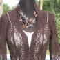 Cache Espresso Sheer Illusion Lace Top Jacket New XS Removable Satin Belt $158