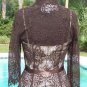 Cache Espresso Sheer Illusion Lace Top Jacket New XS Removable Satin Belt $158