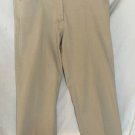 Cache Beige Crop Pant Size 12 L Self Belt Back Button Tab Leg Cotton Stretch Cache Beige Crop Pant Size 12 L Self Belt Back Button Tab Leg Cotton Stretch
