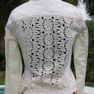 Cache Crochet Peek-A-Boo Stretch Jacket Top New Ivory Cotton Spandex $178 NWT