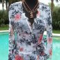 Cache Peek A Boo Sheer Krinkle Wrap Side Tie Top New XS/S Black White $168 NWT