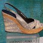 Donald Pliner Couture Lizard Leather Wedge Shoe New Tejus Mushroom $275 NIB