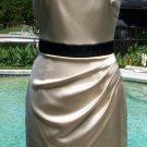 Cache Satin Self Belt Style Event Dress New 2/4/6 XS/S Lined Champagne Blk $188