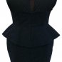 Cache Peplum Black Sheer Shoulders Event Dress LBD New 2/4/6 S Lined $168 NWT