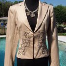 Cache Metal Stud Embellished Lined Top Jacket New XS/S/M/L Lined Sand Beige $188
