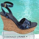 Donald Pliner Hand Carved Cork Pitone Leather Wedge Platform Shoe New $250 NIB
