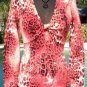 Cache Love Knot Ruched Bust Animal Print Stretch Sweater Top New Size S NWT $118