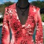 Cache Love Knot Ruched Bust Animal Print Stretch Sweater Top New Size S NWT $118