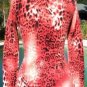 Cache Love Knot Ruched Bust Animal Print Stretch Sweater Top New Size S NWT $118