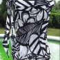 Cache Drape Neck Self Scarf Abstract Black & White Top NWT Sz S 100% Viscose $98