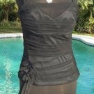 Cache Mesh Satin Bustier Top New XS/S Rhinestone Kissed Lace Peek A Boo $128 NWT