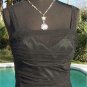 Cache Mesh Satin Bustier Top New XS/S Rhinestone Kissed Lace Peek A Boo $128 NWT