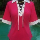 Cache Lace Up Front Ruched Bust Stretch Top New XS/S Rayon Spandex $88 NWT Cache Lace Up Front Ruched Bust Stretch Top New XS/S Rayon Spandex $88 NWT