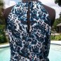 Cache Metal Chain Strap Ruched Chiffon Dress Lined Self Belt 0/2/4/6 $238 NWT