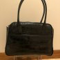 ANN TAYLOR BLACK CROC EMBOSSED LEATHER COMPARTMENTS SHOULDER BAG + WALLET LOT 2