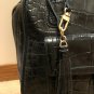 ANN TAYLOR BLACK CROC EMBOSSED LEATHER COMPARTMENTS SHOULDER BAG + WALLET LOT 2