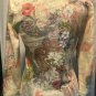Cache Print Knit Top sz M Stretch Round neck Lace Embellished SOFT