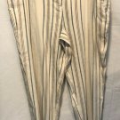 Ann Taylor Linen Blend Pant Sz 12 Stretch Cream Black Brown Stripe Ann Taylor Linen Blend Pant Sz 12 Stretch Cream Black Brown Stripe