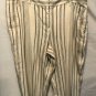 Ann Taylor Linen Blend Pant Sz 12 Stretch Cream Black Brown Stripe