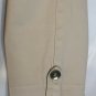 Cache Beige Crop Pant Size 12 L Self Belt Back Button Tab Leg Cotton Stretch