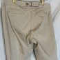 Cache Beige Crop Pant Size 12 L Self Belt Back Button Tab Leg Cotton Stretch